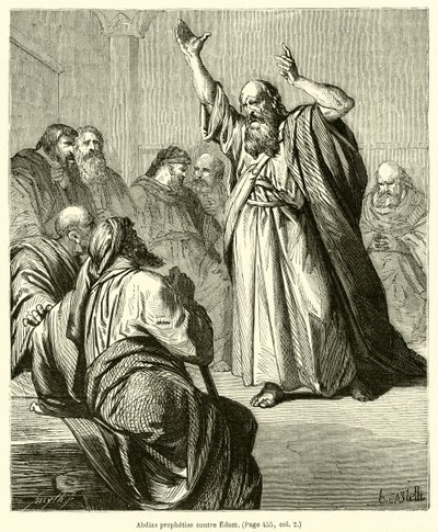 Obadja profeterer mod Edom (gravering) af French School