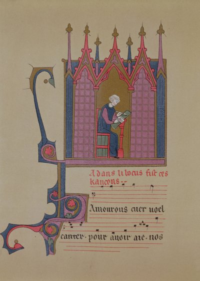 Adam de la Halle (124050-12881306), faksimile af et manuskript fra det 15. århundrede, 1800-tallet af French School