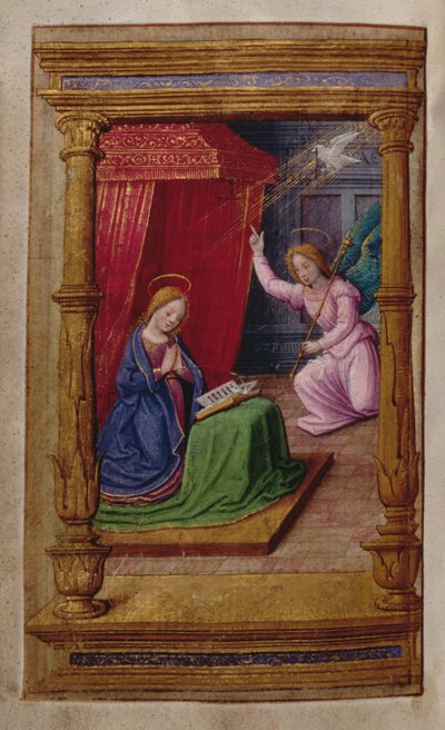 Tilføj 35214 f.29v Bebudelse, fra en Timebog, Paris af French School