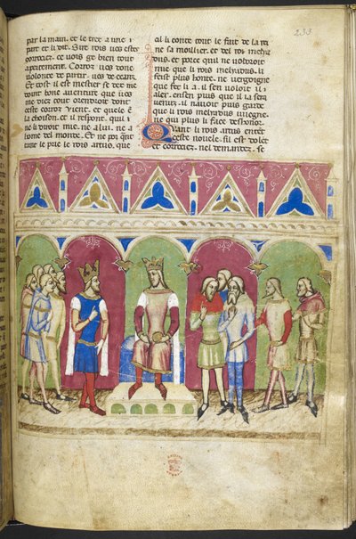 Tilføje. MS 12228, f.223, Roman du Roy Meliadus de Leonnoys, c.1352 (pergament) af French School