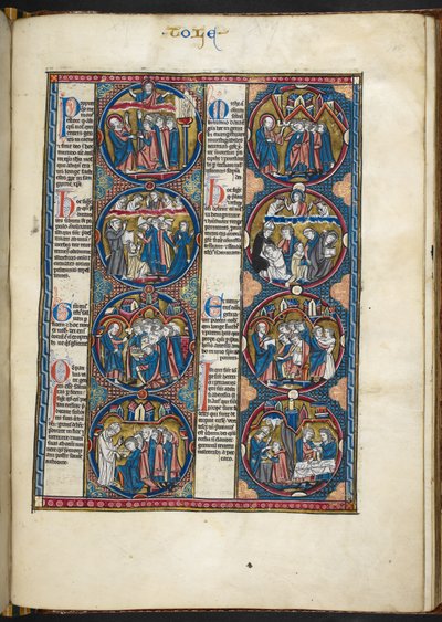 Tilføj MS Harley 1527, f.105r, miniaturer fra Bible moralisée (vellum) af French School