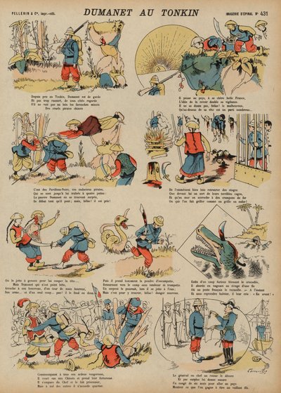 Adventures of Dumanet, en fransk soldat, i Tonkin (farvet gravering) af French School
