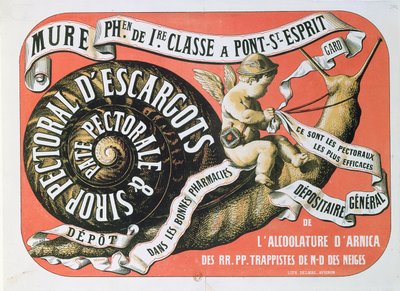 Annonce for Chest Sirup Sirop Pectoral dEscargots, c.1860 af French School