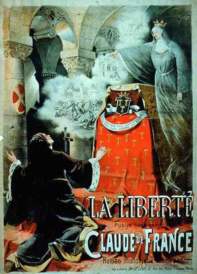 Annonce for "Claude of France", der i øjeblikket udgives af avisen "La Liberte" (litografi i farver) af French School