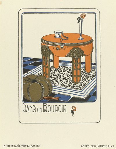 Annonce for "Dans un Boudoir", pub.1920 (stenciltryk) af French School