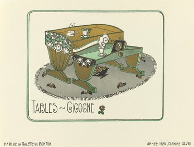 Annonce for "Tables - Gigogne", pub.1920 (stencilprint) af French School