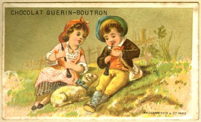 Reklamekromolitografi af Guérin Boutron-chokolader (kromolitografi) af French School