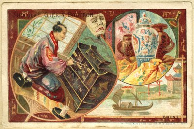 Advertising chromolithography of Guérin Boutron chocolatesdani af French School
