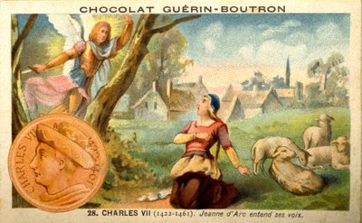 Reklamekromolitografi af chokolade Guerin Boutron, konge af Charles VII fra 1422 til 1461. Jeanne d