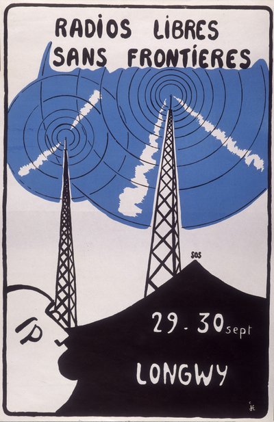 Werbung für freie Radiosender ohne Grenzen in Longwy. von French School