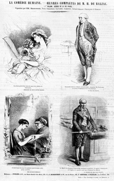 Annonceside for Balzacs værker - i "" Charivari"", juli 1842 af French School