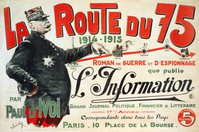 Reklameplakat for romanen "La Route du 75:1914 - 1915: Roman de guerre et d