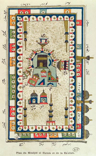Luftplan for Masjid-el-Haram og Kaabah, Mekka af French School