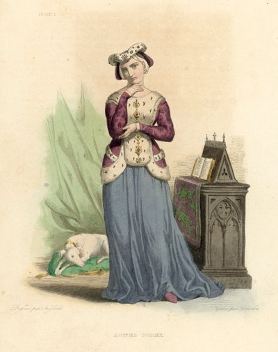 Agnes Sorel (farvet gravering) af French School