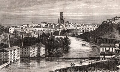 Albi - Languedoc-Roussillon-Midi-Pyrenee - indgravering i "La France illustrée: geografi, historie, statistisk administration" af V.A. Malt-Brown. 1884 af French School