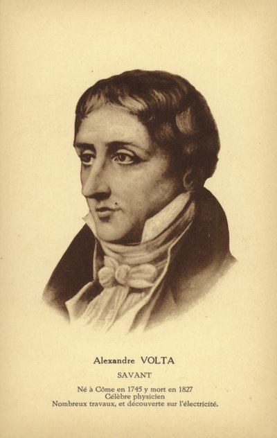 Alessandro Volta (1745-1827), italiensk fysiker (litografi) af French School