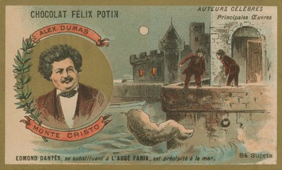 Alexander Dumas og en scene fra Greven af Monte Cristo af French School