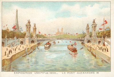 Alexander III Bridge, Exposition Universelle 1900, Paris (chromolitho) af French School