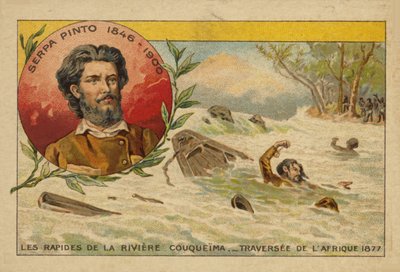 Alexandre de Serpa Pinto (1846-1900) kæmpede sig gennem strømfaldene i Cuando-floden, mens han krydsede Afrika i 1877 af French School