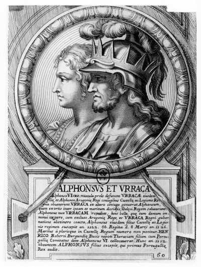 Alfonso I, strideren og Urraca (gravering) af French School