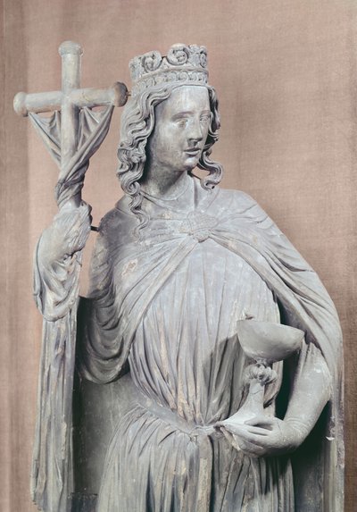 Allegorisk figur af kirken med en kalk og labarum, ca. 1230 (detaljer) af French School