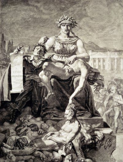 Allegori over terroren (kobberstik) af French School