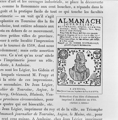Almanak lavet af Michel de Nostradame (Nostradamus) (1503-66) 1715 af French School