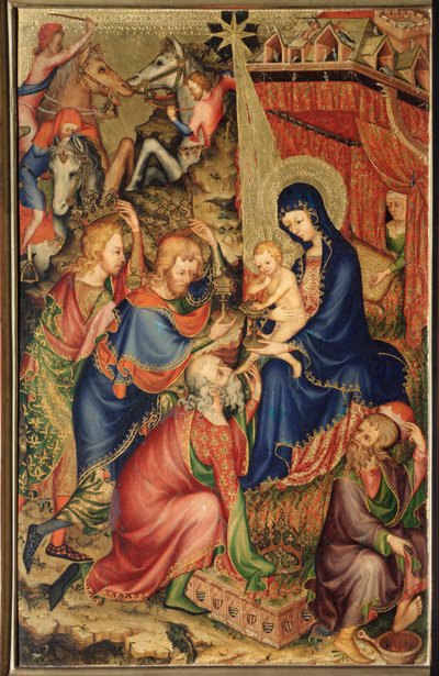 Altarolo del Bargello: tilbedelse af magi - (diptykon af Bargello, tilbedelse af magi) Anonymt maleri af den franske skole i det 14. århundrede (fransk skole, XIV århundrede) Firenze, Museo Nazionale del Bargello af French School
