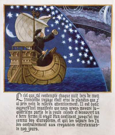 Amerigo Vespucci navigerer efter stjernerne på sin 3. rejse af French School
