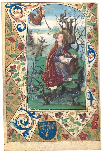 En engel, der viser sig for Maria Magdalene i ørkenen, illustration fra Timebogen, Brug af Rom af French School