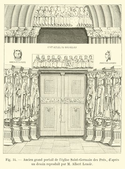 Tidligere stor portal til Saint-Germain des Pres kirken, fra en tegning gengivet af M Albert Lenoir af French School