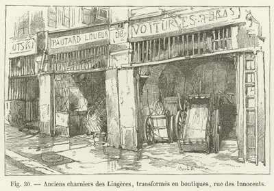 Tidligere Lingeres massegrav, omdannet til butikker, rue des Innocents af French School