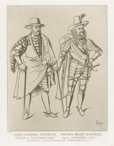 Andre kardinal dAutriche, Eveque de Constance (1600). Mathias Archid dAutriche, Duc de Wirtemberg (1601). Efter kunstværk af C Shrenck af French School