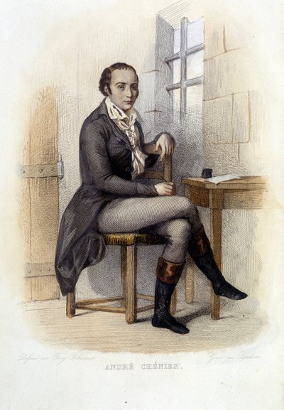 Andre Chenier (1762-1794), fransk digter, ved Concierge - i "Le Plutarque francais", red. Mennechet af French School