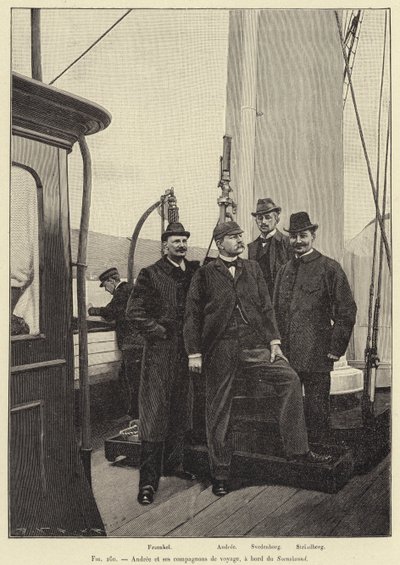 Andree og hendes rejsekammerater, ombord på Svensksund (gravering) af French School