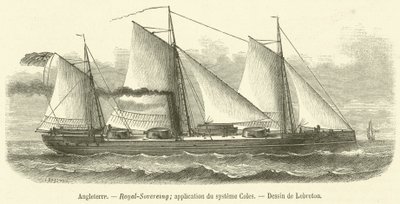 Angleterre, Royal-Sovereign, application du systeme Coles (gravering) af French School