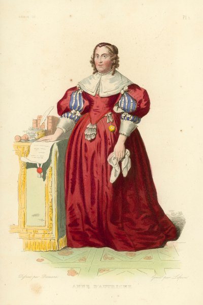 Anne af Østrig (farvet gravering) af French School
