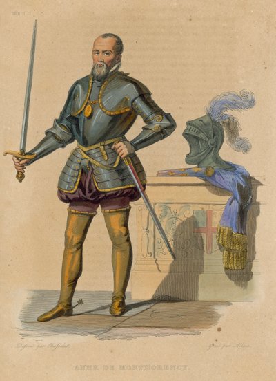 Anne de Montmorency (farvet gravering) af French School