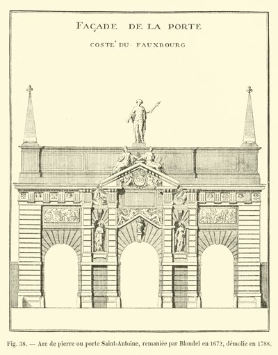 Stenbue eller Porte Saint-Antoine, ombygget af Blondel i 1672, revet ned i 1788 af French School