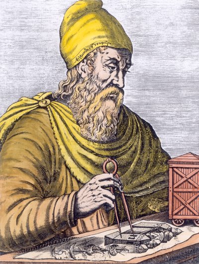 Archimedes (287-212 f.Kr.) (senere farvelægning) af French School