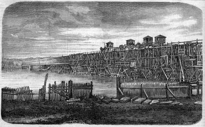 Arkitektur: udsigt over værkerne af Metallic Bridge of Bordeaux, Gironde (33) af French School
