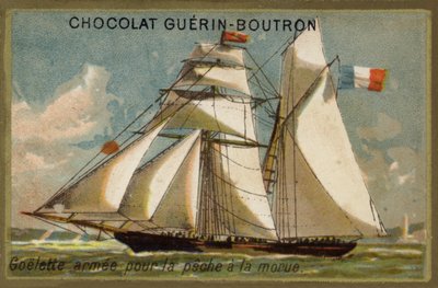 Bevæbnet torskeskonnert (chromolitho) af French School