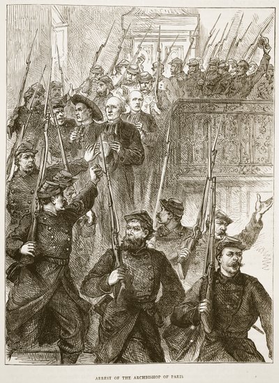 Arrestation af ærkebiskoppen af Paris, marts 1871, illustration fra Cassells historie om krigen mellem Frankrig og Tyskland, 1870-1871 af French School
