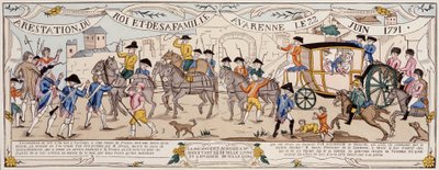 Arrestation af kongen og hans familie i Varennes den 22. juni 1791 af French School
