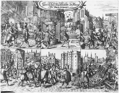 Arrestation, retssag og tortur af Concino Concini, markis og marskal af Ancre den 24. april 1617 af French School
