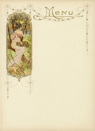 Art Nouveau-design til en menu af French School