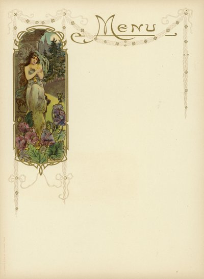 Art Nouveau-design til en menu af French School