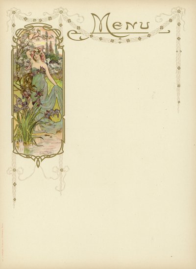 Art Nouveau-design til en menu af French School