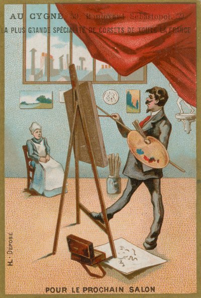 Kunstner maler en siddende kvinde. af French School