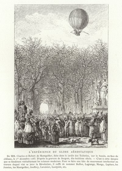 Ascent of the Montgolfier Brothers Aerostatic Globe, Paris, 1. december 1783 af French School